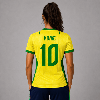 Camiseta Brasil Jesus Amarela Feminino